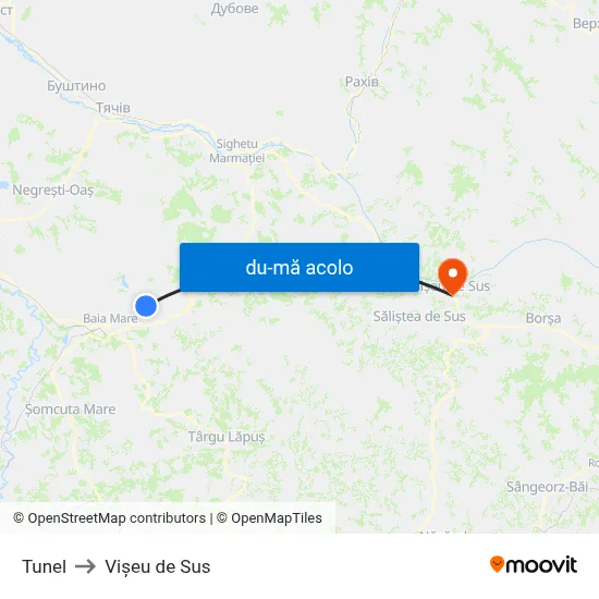 Harta de Tunel către Vișeu de Sus