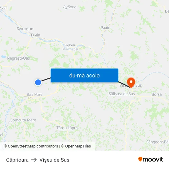 Harta de Căprioara către Vișeu de Sus