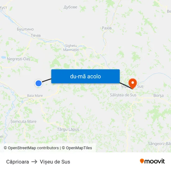 Harta de Căprioara către Vișeu de Sus