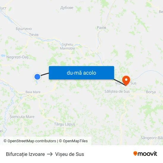 Harta de Bifurcație Izvoare către Vișeu de Sus