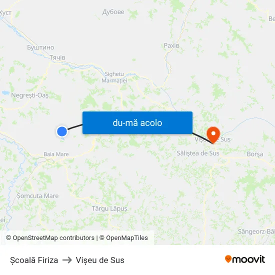 Harta de Școală Firiza către Vișeu de Sus