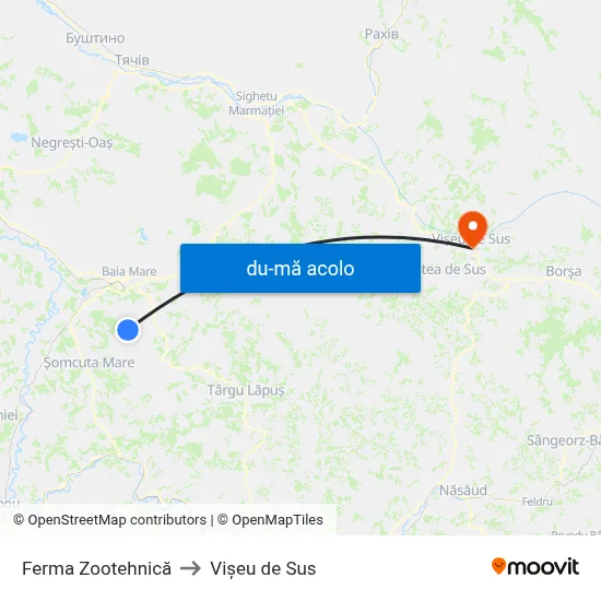 Harta de Ferma Zootehnică către Vișeu de Sus