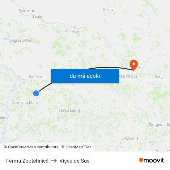 Harta de Ferma Zootehnică către Vișeu de Sus