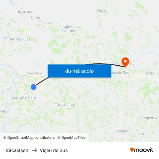 Harta de Săcălășeni către Vișeu de Sus