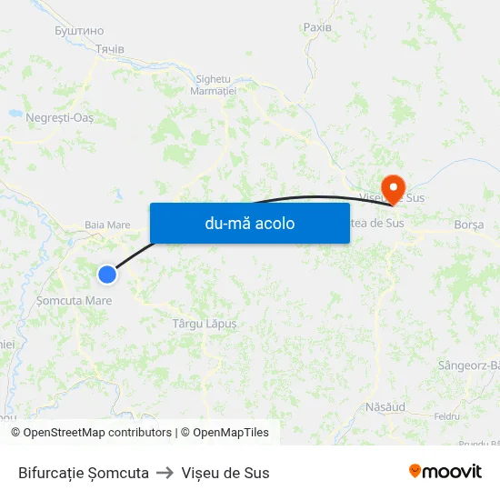 Harta de Bifurcație Șomcuta către Vișeu de Sus