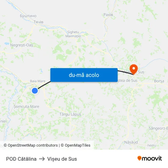 Harta de POD Cătălina către Vișeu de Sus