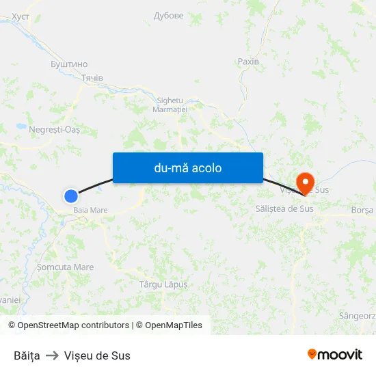 Harta de Băița către Vișeu de Sus