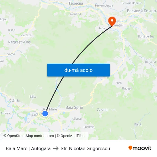 Harta de Baia Mare | Autogară către Str. Nicolae Grigorescu