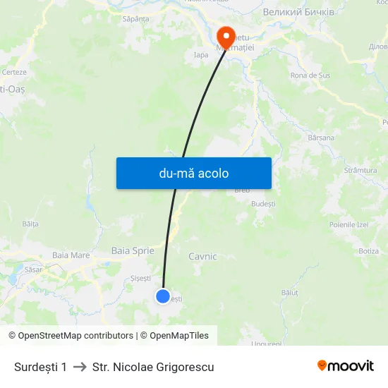 Harta de Surdești 1 către Str. Nicolae Grigorescu