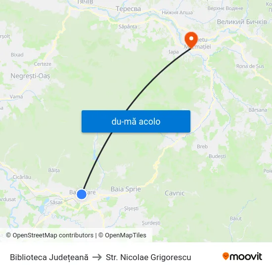 Harta de Biblioteca Județeană către Str. Nicolae Grigorescu