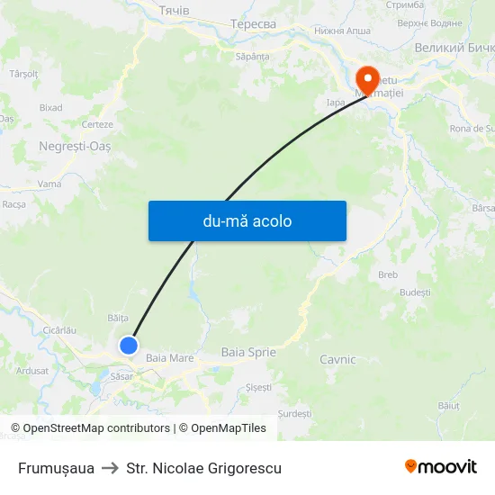 Harta de Frumușaua către Str. Nicolae Grigorescu