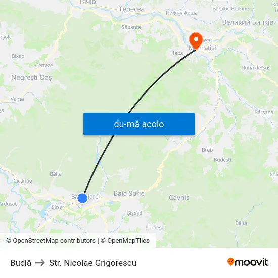 Harta de Buclă către Str. Nicolae Grigorescu