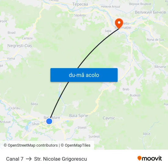 Harta de Canal 7 către Str. Nicolae Grigorescu