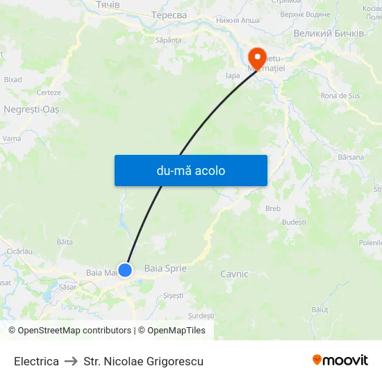 Harta de Electrica către Str. Nicolae Grigorescu