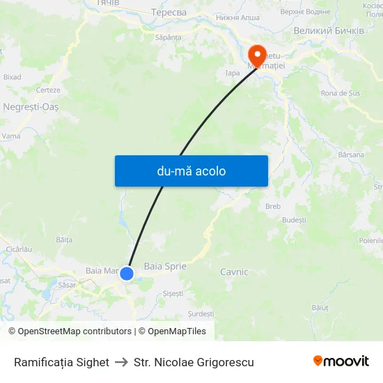 Harta de Ramificația Sighet către Str. Nicolae Grigorescu