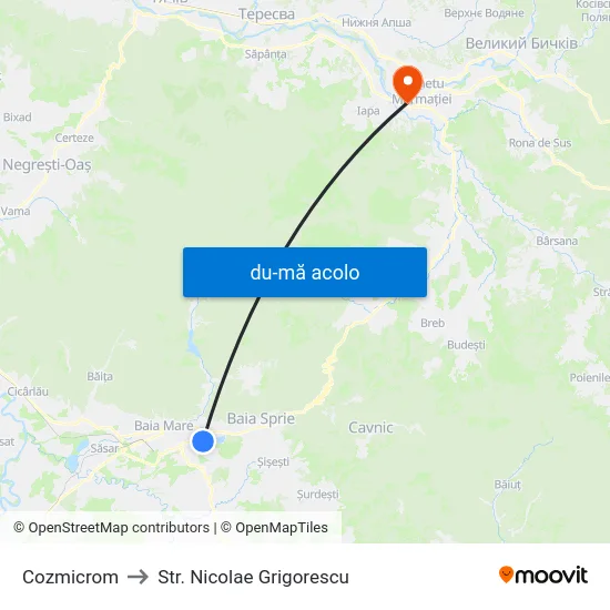 Harta de Cozmicrom către Str. Nicolae Grigorescu