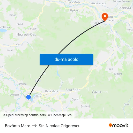 Harta de Bozânta Mare către Str. Nicolae Grigorescu