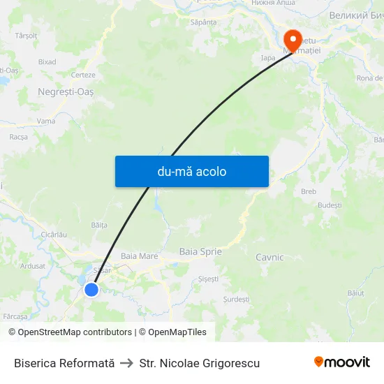 Harta de Biserica Reformată către Str. Nicolae Grigorescu