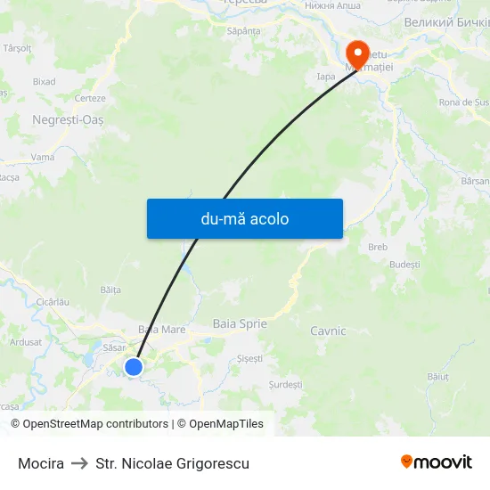 Harta de Mocira către Str. Nicolae Grigorescu