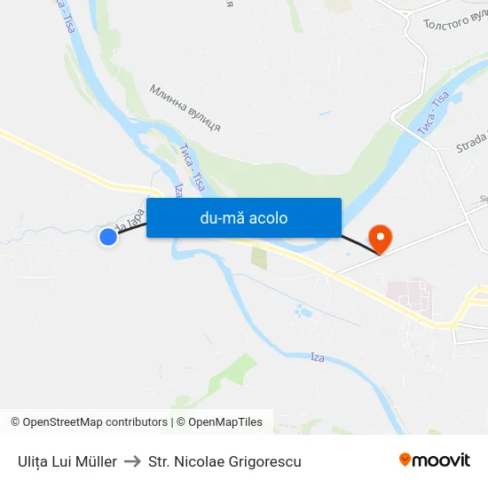 Harta de Ulița Lui Müller către Str. Nicolae Grigorescu