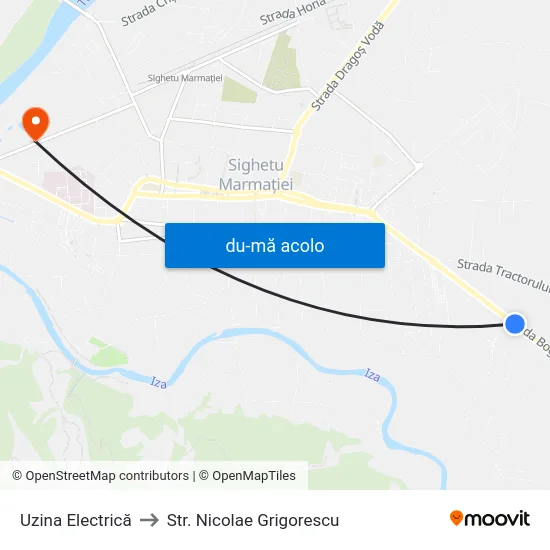Harta de Uzina Electrică către Str. Nicolae Grigorescu