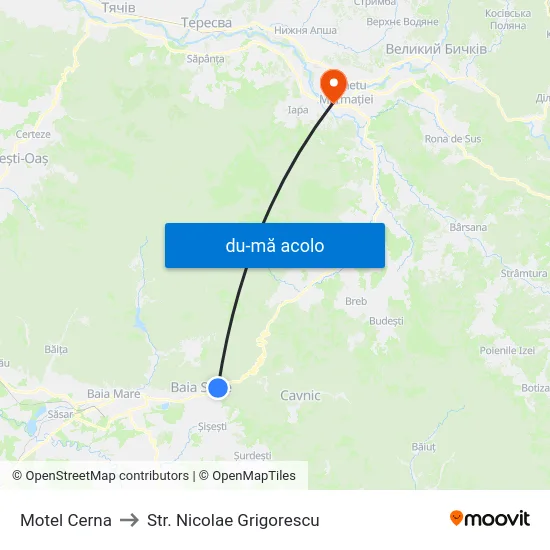 Harta de Motel Cerna către Str. Nicolae Grigorescu