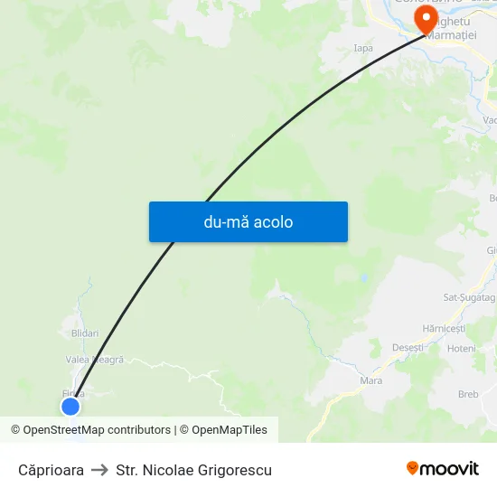 Harta de Căprioara către Str. Nicolae Grigorescu