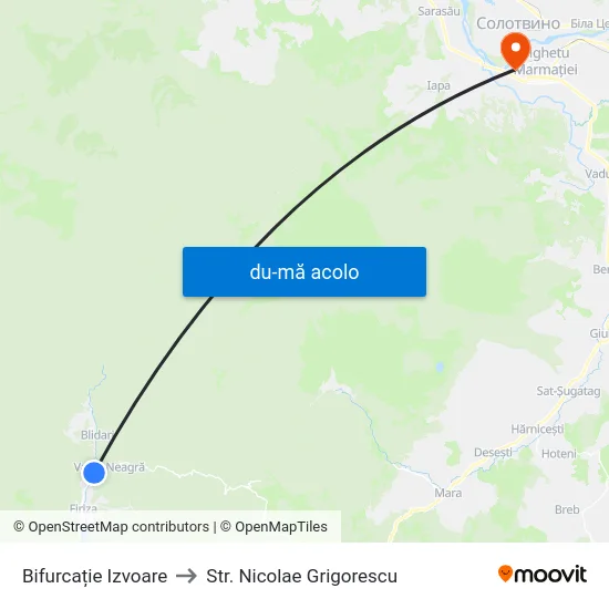 Harta de Bifurcație Izvoare către Str. Nicolae Grigorescu