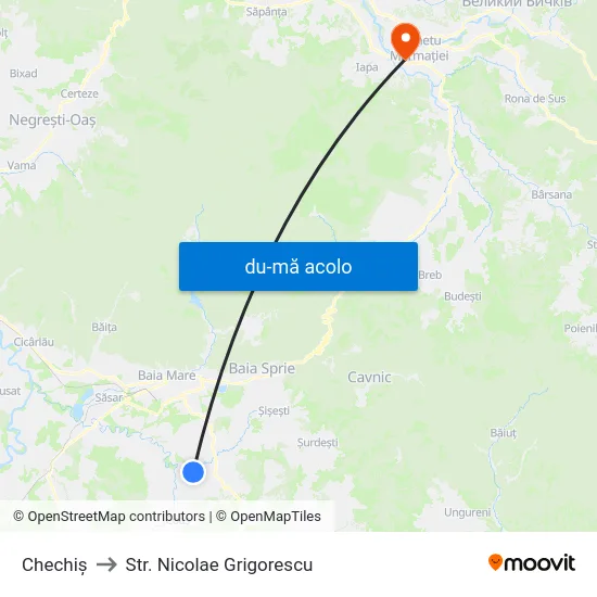 Harta de Chechiș către Str. Nicolae Grigorescu