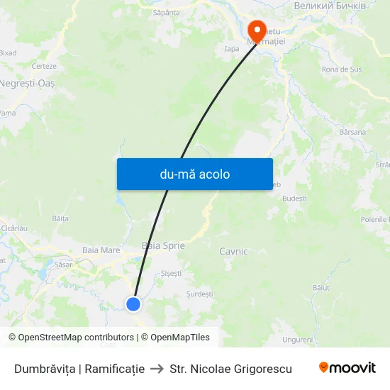 Harta de Dumbrăvița | Ramificație către Str. Nicolae Grigorescu