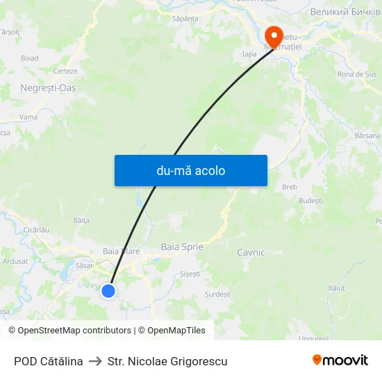 Harta de POD Cătălina către Str. Nicolae Grigorescu