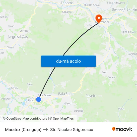 Harta de Maratex (Crenguța) către Str. Nicolae Grigorescu