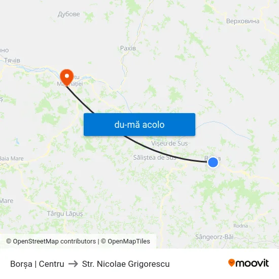 Harta de Borșa | Centru către Str. Nicolae Grigorescu