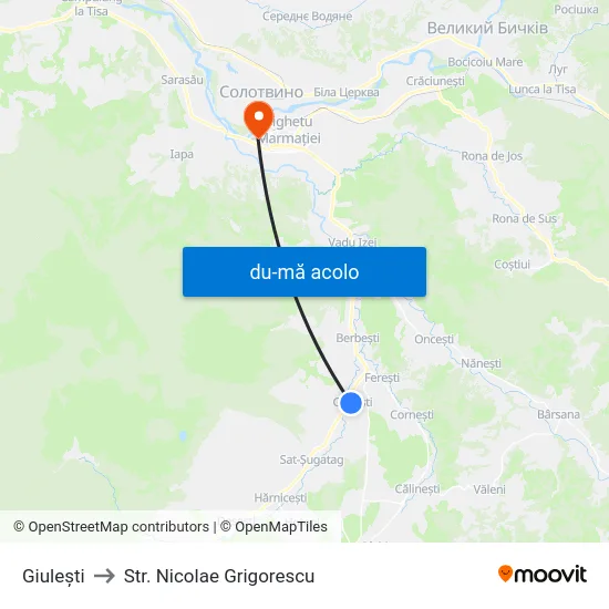 Harta de Giulești către Str. Nicolae Grigorescu