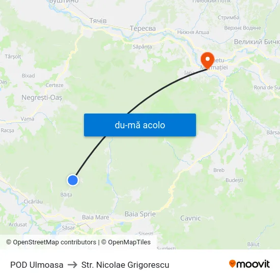 Harta de POD Ulmoasa către Str. Nicolae Grigorescu