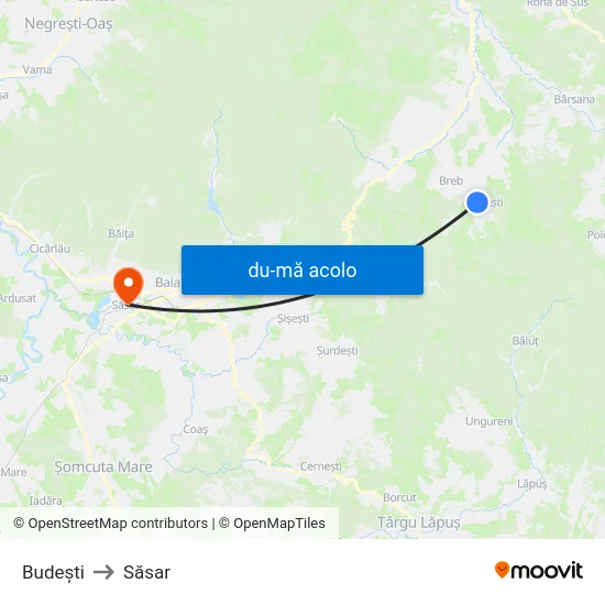 Harta de Budești către Săsar