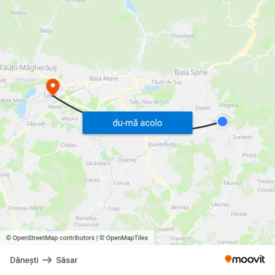 Harta de Dănești către Săsar