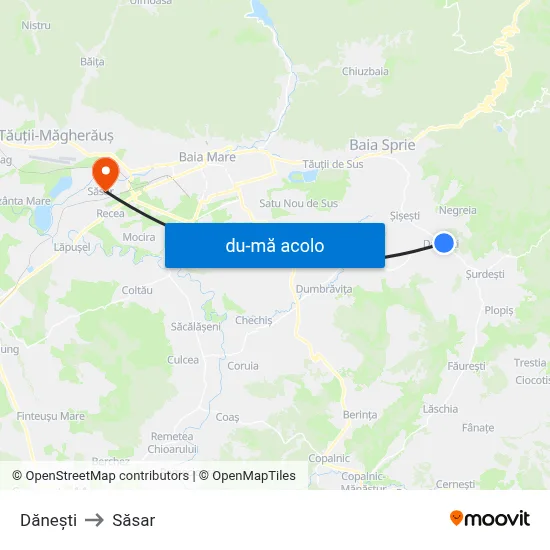 Harta de Dănești către Săsar
