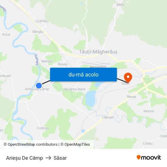 Harta de Arieșu De Câmp către Săsar