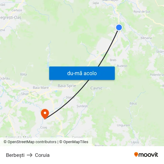 Harta de Berbești către Coruia