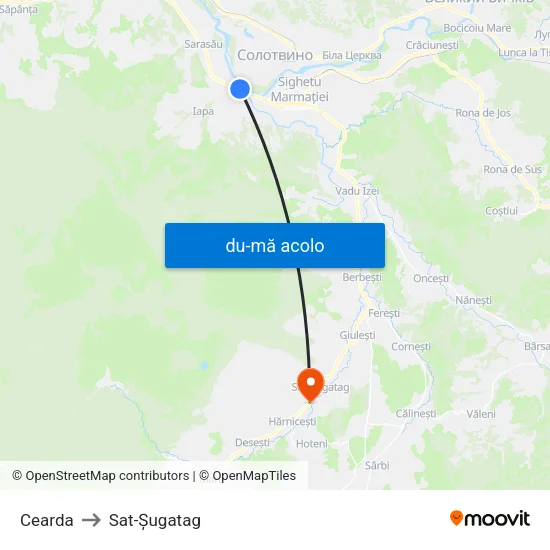 Harta de Cearda către Sat-Șugatag