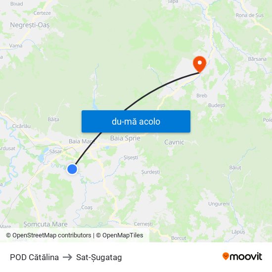 Harta de POD Cătălina către Sat-Șugatag