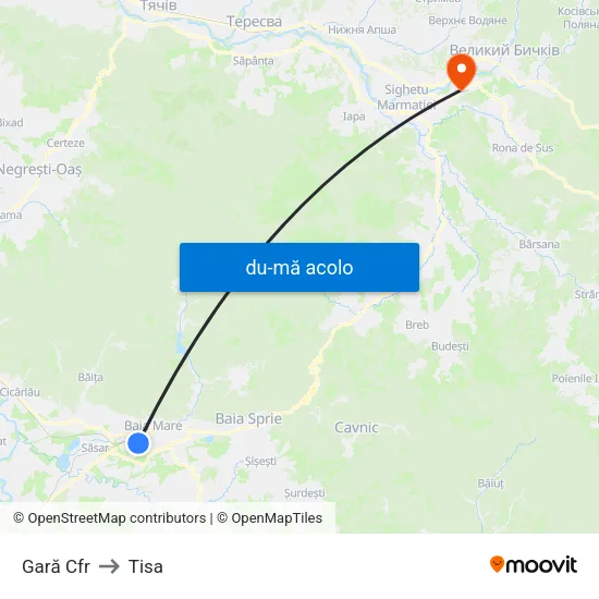 Harta de Gară Cfr către Tisa