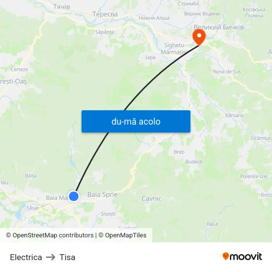 Harta de Electrica către Tisa