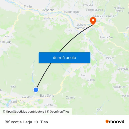 Harta de Bifurcație Herja către Tisa