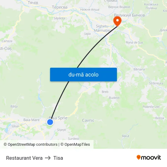 Harta de Restaurant Vera către Tisa