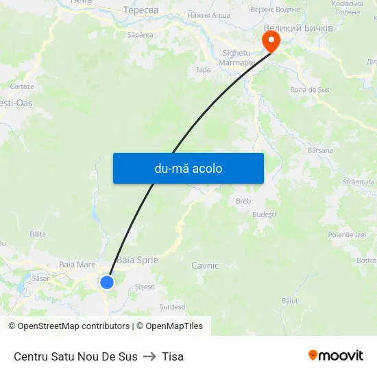 Harta de Centru Satu Nou De Sus către Tisa