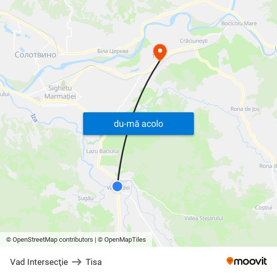 Harta de Vad Intersecţie către Tisa