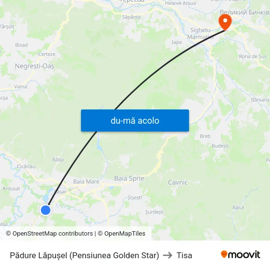 Harta de Pădure Lăpușel (Pensiunea Golden Star) către Tisa