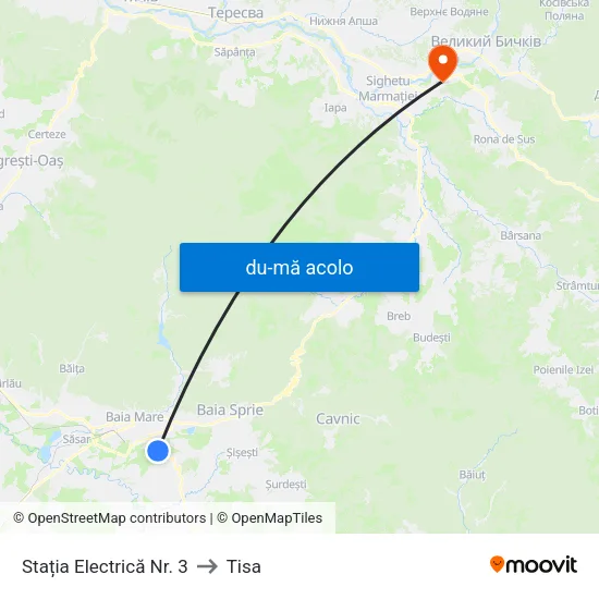 Harta de Stația Electrică Nr. 3 către Tisa